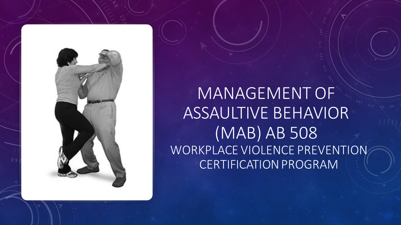 Management of Assaultive Behavior (MAB) AB 508 Workplace Violence Prevention Certification Program (Part 1. Online)